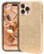 MATEPROX Glitter Case Compatible with iPhone 14 Pro Case Sparkle Sparkly Bling Cute, 3 Layer Hybrid, Anti-Slick Protective Case for iPhone 14 Pro 6.1'' 2022-Gold