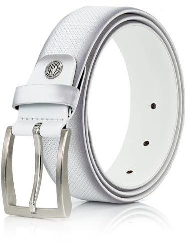 LINDENMANN Leder-Gürtel Herren 35 mm Vollrindleder weiss, Farbe/Color:weiss, Size US/EU:Bundweite 120 cm Gesamtlänge 135 cm W 47.2 XXL