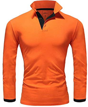 REPUBLIX Herren Poloshirt Basic Kontrast Langarm Polohemd Shirt R0521
