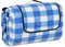 Relaxdays XXL Picknickdecke, 200x300cm, isoliert, wasserdicht, Karierte Fleece Stranddecke, weich, Tragegriff, blau-weiß