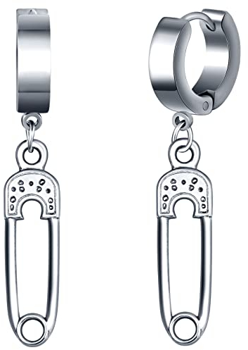 feilok Edelstahl Creolen Männer Ohrstecker Ohrringe für Damen Ohrstecker mit Anhänger Büroklammer Piercing