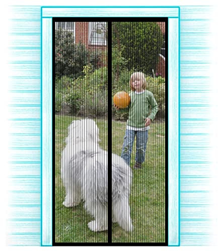 Magnetic Fly Screen Door 90x210cm Heavy Duty Mesh Window Curtain for Patio Balcony Garden Powerful Magnets Automatically Close Easy to Install Black