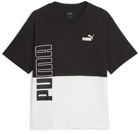 PUMA Damen Power Colorblock Tee Shirt, Schwarz, XS