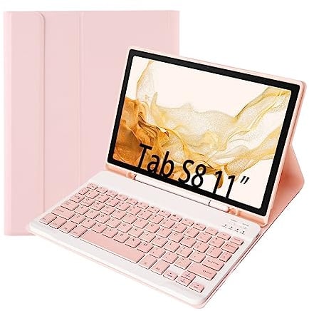 Bueuwe Funda con teclado para Samsung Galaxy Tab A8 10.5 2022, funda inteligente tipo libro con teclado inalámbrico desmontable para Galaxy Tab A8 de 10.5 pulgadas SM-X200/X205/X207,4