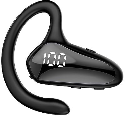 Oreillette Bluetooth sans Fil, écouteurs à Conduction Osseuse avec Crochets d'oreille, Réduction du Bruit, Léger, Longue Durée de Vie de la Batterie, écouteur Professionnel à
