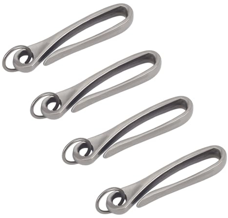 NBEADS 4 Sets Fish Hook Keychains and Iron Split Key Rings, Heavy Duty Belt Loops Clips U Shape Key Hook Belt Keyring Pocket Clip for Purse Handbag Wallet, 68x15.5x9mm