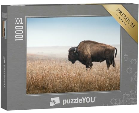 Puzzle 1000 Teile XXL „Amerikanischer Bison, Büffel, Profil“ – aus der Puzzle-Kollektion Büffel, Bisons, Tiere in Savanne & Wüste
