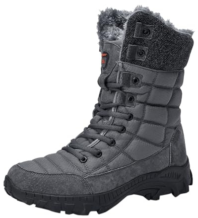 Kobilee Stivali Militari Uomo Invernali Alti Antipioggia Foderato Scarpe Trekking Montagna da Caccia Scarpe da Neve Outdoor Scarponcini Impermeabili Snowboard Stivaletto Scarpe Invernali Imbottiti