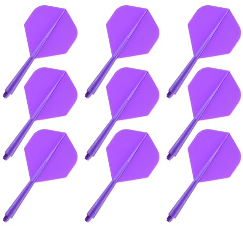YIEUR 9 Stück Dart Flights mit Schäfte stabil violett, 75mm Kunststoff Standard Dart Zubehör für Darts Dartpfeil Spiel(lila)
