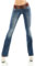 Jeans da donna Bootcut, pantaloni a zampa, in denim, taglie XS-XL, Blu scuro-w385, M
