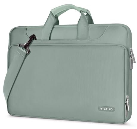 MOSISO 360 Protezione Laptop Spalla Borsa Compatibile con MacBook Air/Pro,13-13,3 pollici Notebook,Compatibile con MacBook Pro 14 A2779 M2 A2442 M1,Matching Colore Sleeve con Cintura,Verde Antico