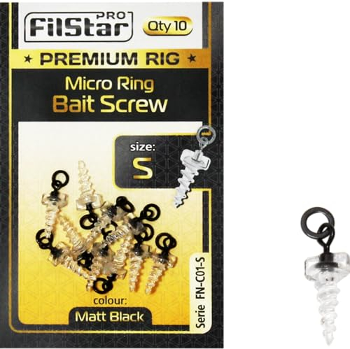 PRO FILSTAR Bait Screw mit Ring 10x16mm - Boilies & Pellets Köderschrauben - Pop Up Boilie - Angelköderschrauben - Pop Ups Rig für Angelhaken - Karpfenangeln - Angeln Karpfen Zubehör - Swivel Montage