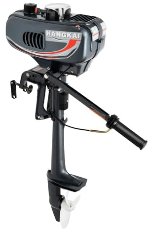 Begoniape Außenbordmotor 2-Takt 3.5PS, Bootsport Bootsmotor für Schlauchboot, Wasserkühl Benzinmotor, 1.3L Kraftstofftankinhalt Außenborder für Schlauchboote Fischerboote Segelboote, Pinnensteuerung
