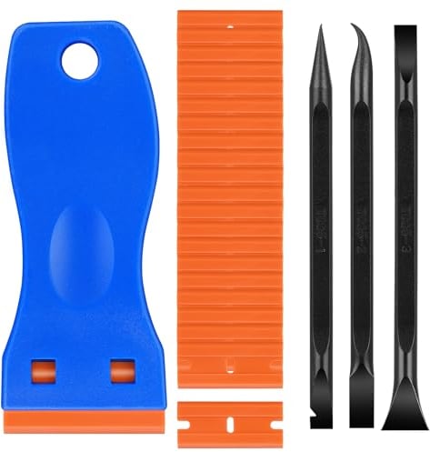 23PCSPlastic Scraper Tool Set Multi-Purpose Plastic Razor Blades Plastic Blade Scraper Easy to Clean Crevices and Tight Spaces Perfect Tool for Car Detailing Caulk Removing Oil Stains