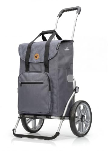 Andersen Einkaufstrolley - klappbar - 45 Liter - mit Kühlfach | Aufhängung für Einkaufswagen - belastbar 50 kg - Aluminium - Kugellager-Rad Ø 25 cm - Royal Shopper Wismar silbergrau