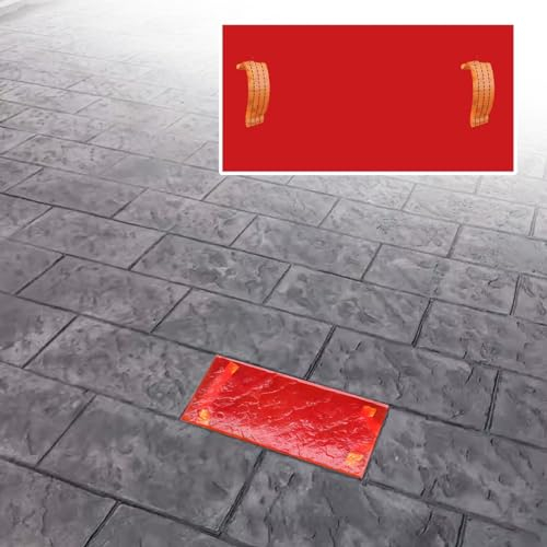 Stampi per Cemento Calcestruzzo Stampi Tappeti Testuranti con Manico, Tappeto Poliuretano Decorativo in Piastrella di Pietra, Pavimenti Flessibili Stampo a Pressione di Cemento per Creare Motivi