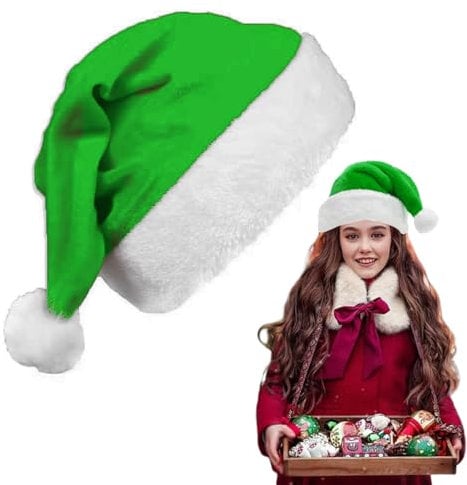 Sternhell Weihnachtsmütze, Nikolausmütze Erwachsene, Unisex Weihnachtsmann Mütze, weihnachtsmütze kinder, Grün Santa Mütze Bequemes Dicker mit dicker fellrand, Santa Clause Mütze für Weihnachtsfeier
