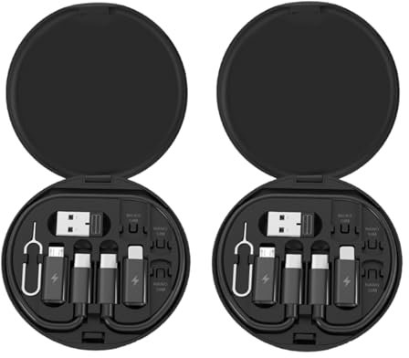 Nkmujil 9 in 1 Cable Case, USB Adapter Kit, Multi-functional Storage Case with 3 Storage Slots, Compact & Portable for Travel Work Outdoor Business Trip