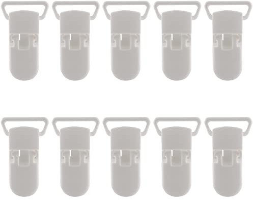 Hztuang 10 Pcs Enfants T-Forme en Plastique Sucette Clips Sucette Dummy Style Porte-Badge Blanc