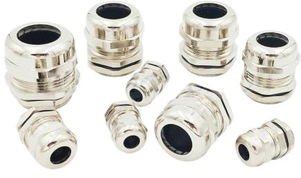 ICXLPMC Waterproof Cable Gland Connector IP68 Nickel Plated Brass Metric Cable Nickel Brass Glands Conduit Wire Stainless Steel Glands (PG25-fit-15-20mm)
