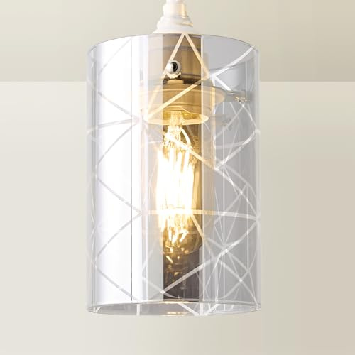 ValueLights | Easy Fit Smoked Glass Ceiling Pendant Light Shade Bedroom Hallway Lampshade | Ceiling Lights, Home Décor & Improvement Essential | Included LED Bulb | 100mm Shade Width