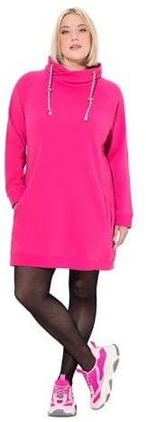 Ulla Popken Sweatkleid, Stehkragen, Langarm, Taschen Vestido Informal, Rosa Magentapink, 48-50 para Mujer