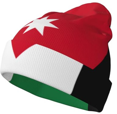 YQxwJL Beanie-Mütze mit Jordanien-Flagge, Unisex, warm, weich, atmungsaktiv, gemütlich, dehnbar, Strickmütze mit Bündchen, Schwarz, Einheitsgröße, Schwarz, Einheitsgröße