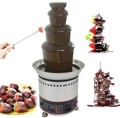 Fontaines à chocolat, fontaine à chocolat électrique à 4/5/6/7 niveaux, machine à fondre en cascade en acier inoxydable pour la cuisine, le commerce, les ménages, les anniversaires, Noël,4Tiers