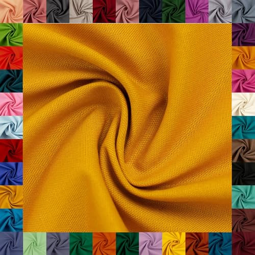Baumwollstoff HEIDE, 100% Baumwolle, 42 Uni-Farben, Coupons (keine Meterware), ca. 150 cm breit, ca. 160 g/m², Oeko-TEX Standard 100 (senf, 1 m)