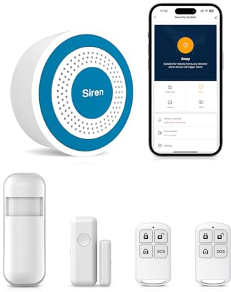 PGST Allarme casa, Wifi Sistema di Allarme Senza fili, Antifurto Allarme per con APP, Allarme casa, Sensori Finestra, Telecomandi, per Appartamento, Garage, Ufficio, Lavora con Alexa, Google