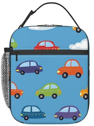 Woltant Colorful Cars Clouds - Lonchera aislada para adultos, portátil, para oficina, trabajo, picnic, viajes