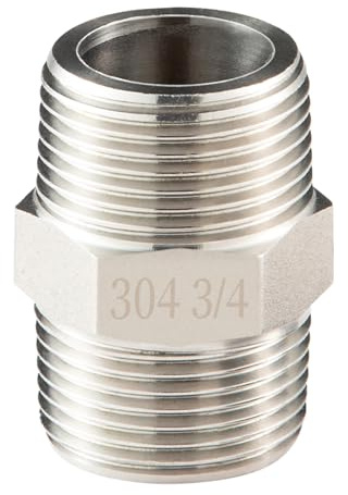 OFFO Nipple Thread Adapter, 3/4 Male to 3/4 Male Threaded Nipple Pipe Fitting Adapter, Apply to Outdoor/Faucet/Industrial, Solid Stainless Steel