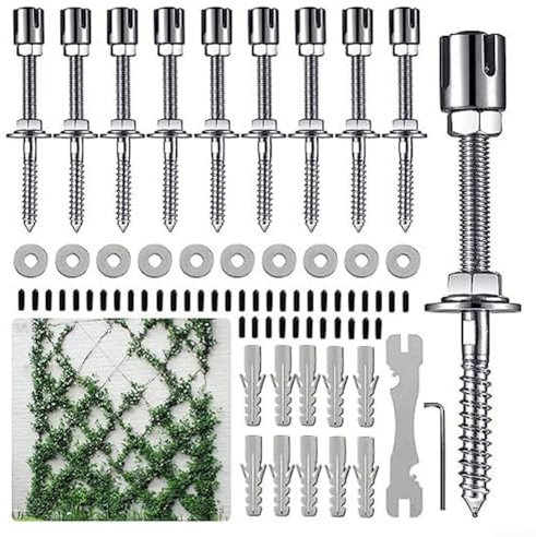 Wanddrahtspalier-Set, Kreuzschnallen-Set aus Edelstahl, für Kletterpflanzen, 150 kg Kapazität, zur Sicherung von Schatten, Spalier (1)
