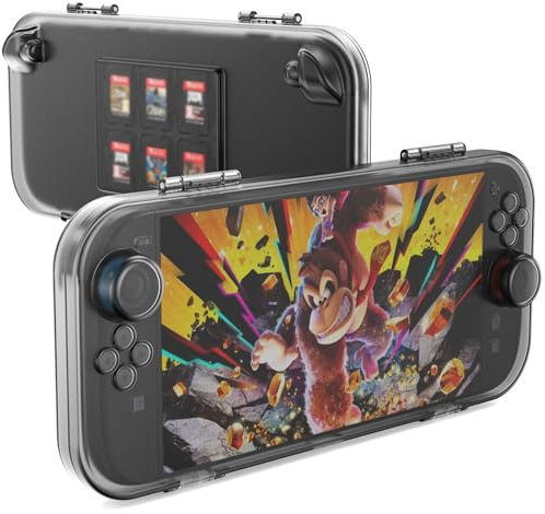 LVFAN Carrying Storage Case for Nintendo Switch 2, Portable Protective Cover with 6 Game Card Slots, Durable PC Material Ultra-Slim Snap Closure, Travel Hard Shell for Switch 2 Console