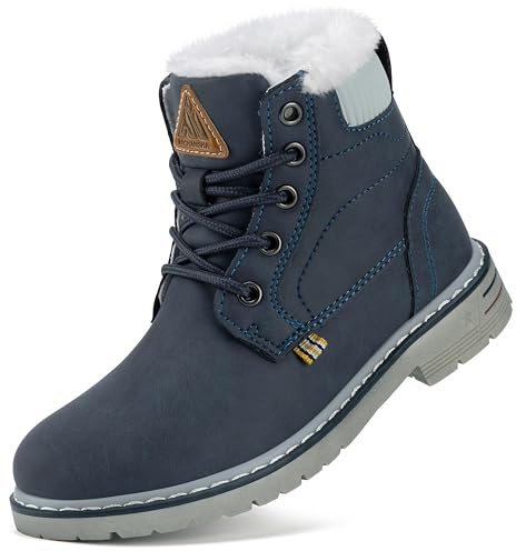 Mishansha Bottines Enfant Hiver Chaussures Garçon Fille 24-36 EU | Bottes de Neige, Chaudes, Randonnée, Antidérapantes, Trekking, Outdoor