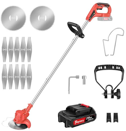 Electronic Lawn Mower Cordless Weed Wacker,Lawn Strimmer with 2 X 3000mah Battery,Cordless Grass Strimmer with Sharp Blades, Mowing Equipment for Gardens,Lawns,Fields