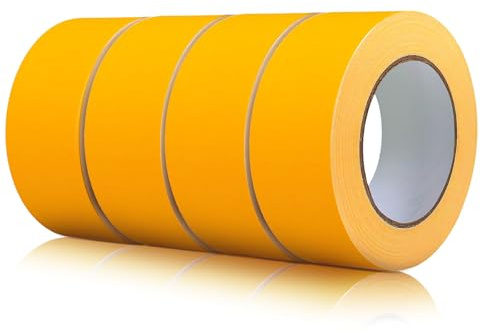 JETOP 4 Rollen Goldklebeband 24 mm X 50 m Wasserdicht Abklebeband Maler Wiederverwendbar Hinterlässt Keine Rückstände Masking Tape UV-beständig Geeignet für Lackier Und sowie Renovierungsarbeiten