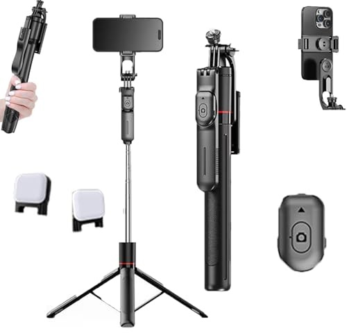 Gimbal Stabilizer - Master Every Move, 2-in-1 Tripod & Selfie Stick with 360° Anti-Shake & Bluetooth Remote, Phone Clamp, Foldable Rock-Solid Stability for iPhone/Camera/Smartphone (Advanced)