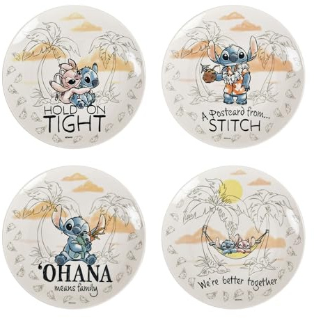 Elbenwald Lot d'assiettes – Différents motifs Le Seigneur des Anneaux, Lilo & Stitch et Star Wars en céramique (Lilo & Stitch)