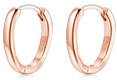 Estrellique Creolen Silber 925, Sterling Silber Oval Twisted Welle Creolen | Cubic Zirkonia Hypoallergen Klein Schlafen Knorpel Ohrringe Silber, CZ Leichte Huggie Ohrringe für Damen Frauen