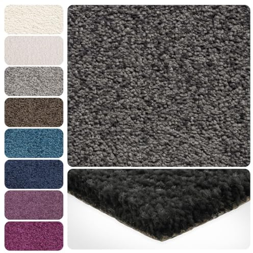 Teppichboden Meterware Auslegware Velours Hochflor | 4m 5m breit, grau anthrazit, 700x500cm