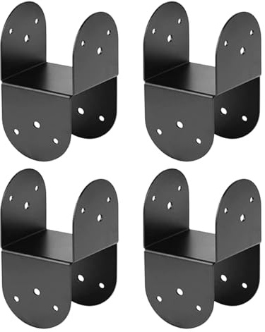 Étrier De Fixation Pour Sommet De Poteau Bois,4 Pièces de Fixation en Métal Épais - Équerres de Connexion pour Pergola,pour poteau bois 10 x 10 cm en extérieur patio véranda pergola et cabane en rondi