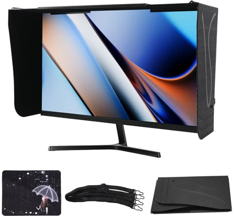 Parasole per Monitor del Computer, 41-69cm Regolabile Parasole per Privacy | Riduce l'inquinamento luminoso, regolabile da 41 a 69 cm, maggiore privacy e ombreggiatura, velluto nero opaco assorbono