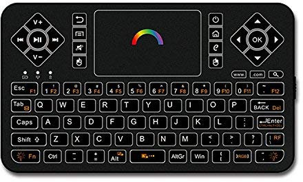 Best Wireless Keyboard with Touchpad Mouse - Q9 2.4GHz Colorful Backlit Mini Wireless Keyboard, Handheld Remote Control for Android TV Box, Windows PC, HTPC, IPTV, Raspberry Pi, XBOX 360, PS3, PS4