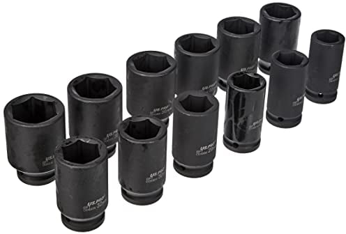 US PRO B1360 - Juego de llaves de vaso de impacto (12 unidades, 3/4 Dr métricas, Cr-V, 6 puntos, 0,01 V)