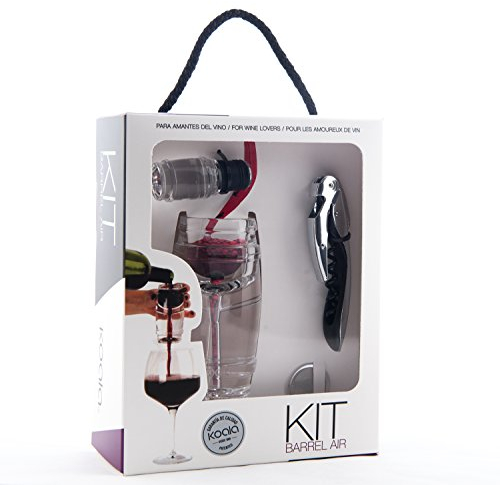 koala Barrel Air Kit aeratore per Vino, Tappo e cavatappi, Silicone Metallo Acrilico, 17x8x22 cm, 4 unità