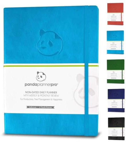 Panda Planner Pro €“ Bester Tagesplaner für Glück und Produktivität €“ 21,6 x 27,9 cm Softcover €“ undatierter Tag €“ garantiert organisiert €“ Dankbarkeit & Zieltagebuch (Cyan)