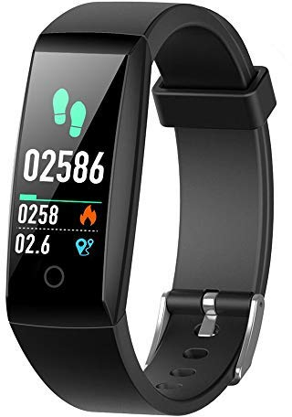 iPosible Unisex Waterproof Fitness Tracker Smart Watch with Stopwatch, Black