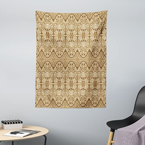 ABAKUHAUS Arabeske Wandteppich, Arabisch des Nahen Ostens, aus Weiches Mikrofaser Stoff Ohne Veblassen Waschbarer Druck, 110 x 150 cm, Aprikose Creme