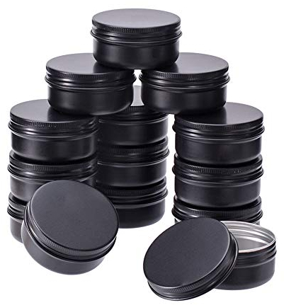 BENECREAT 20 Stück 50 ml Aluminium Zinn Gläser, Runde Aluminium Blechdosen Kosmetische Behälter mit Schraubdeckel Deckel für DIY Handwerk Reise Lagerung-Schwarz